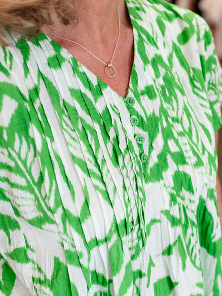Hayman Green Pleated Top by Orientique