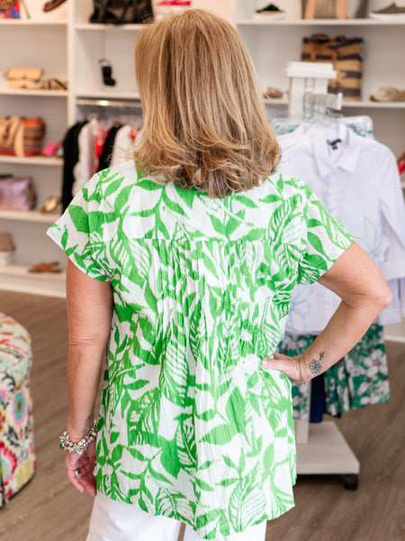 Hayman Green Pleated Top by Orientique