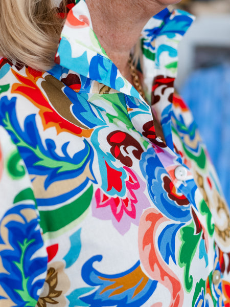 Moroccan Tile Print 3/4 Slv Shirt by Toofan