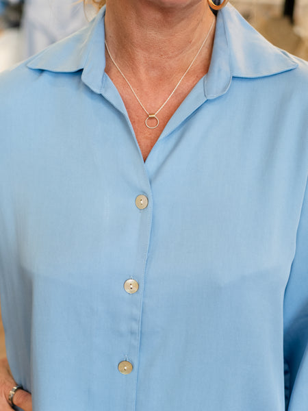 Sky Button Down Button Back Top by Toofan