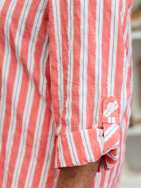 Palm Beach Stripe Ribbon Trim Tunic Papaya by Habitat
