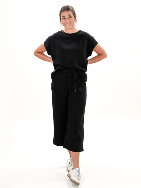 Textured Crop Sweatpant Black by See & Be Seen