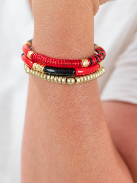 Red Mixed Gameday Bracelets by Coastal Couture