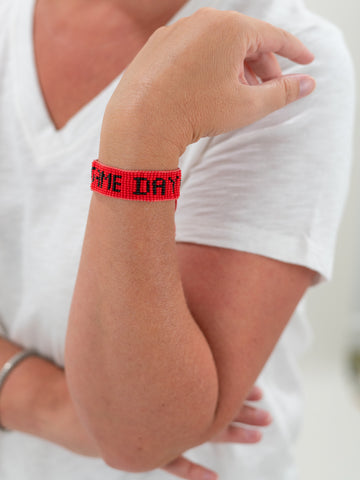 Red Gameday Beaded Friendship Bracelet by Coastal Couture