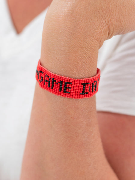 Red Gameday Beaded Friendship Bracelet by Coastal Couture