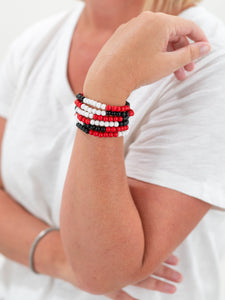 Red and Black Beaded Gameday Bracelets