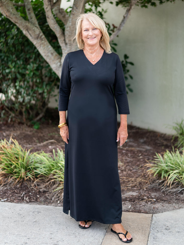 Black Elbow Maxi by Lulu B – Tassels