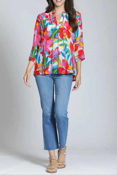V-Neck w/ Tassel Vibrant Tropical Burst by APNY
