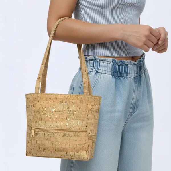 All Cork Mini Tote Bag Gold Flecked by Natalie Therese