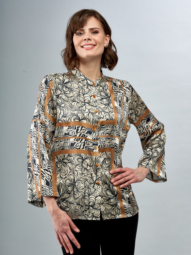 Satin Floral Printed Blouse by Insight