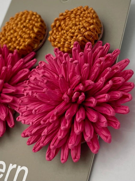 Raffia Bloom Statement Earrings – Hot Pink by Two Forty Two