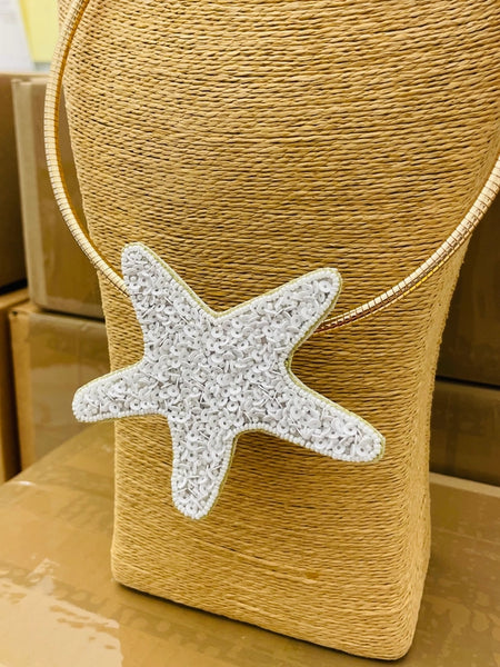 Hand-beaded Starfish Pendant Collar Necklace by Two Forty Two