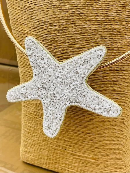 Hand-beaded Starfish Pendant Collar Necklace by Two Forty Two