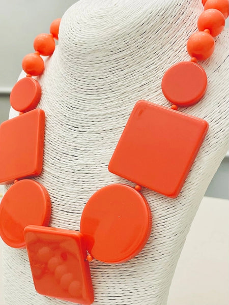 Geometric Statement Necklace Coral by Two Forty Two