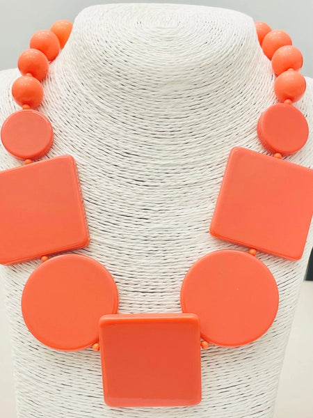 Geometric Statement Necklace Coral by Two Forty Two