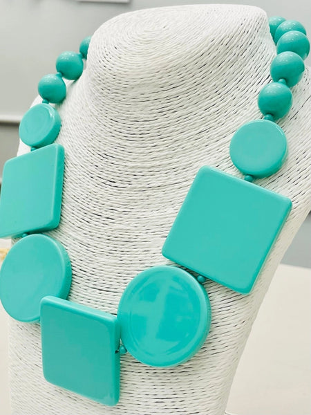 Geometric Statement Necklace Turquoise by Two Forty Two