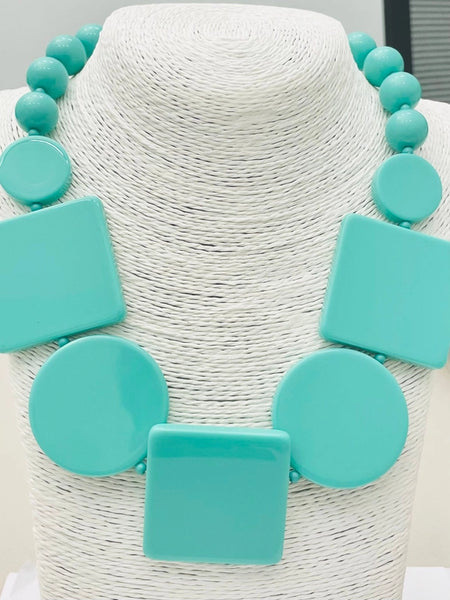 Geometric Statement Necklace Turquoise by Two Forty Two