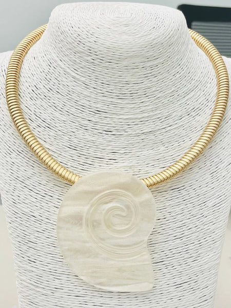 Shell Pendant Collar Necklace by Two Forty Two