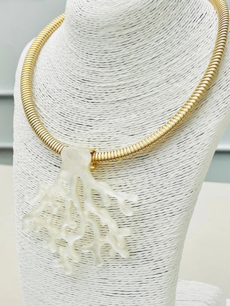 Coral Pendant Collar Necklace by Two Forty Two