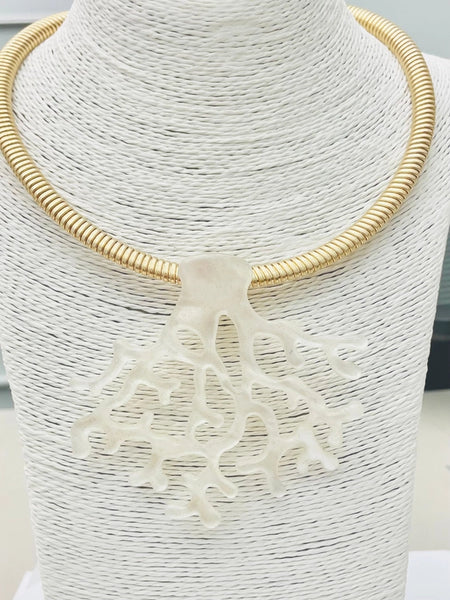 Coral Pendant Collar Necklace by Two Forty Two