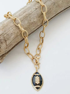 Enamel Football on Etched Chain Necklace by Virtue