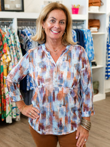 Rookery Print Henley Top by FDJ