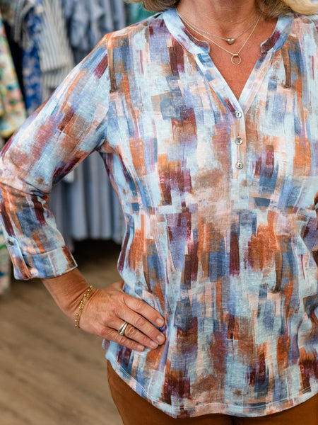 Rookery Print Henley Top by FDJ