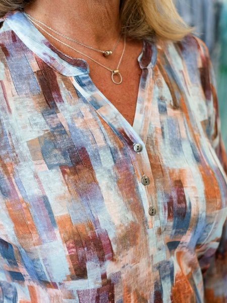 Rookery Print Henley Top by FDJ