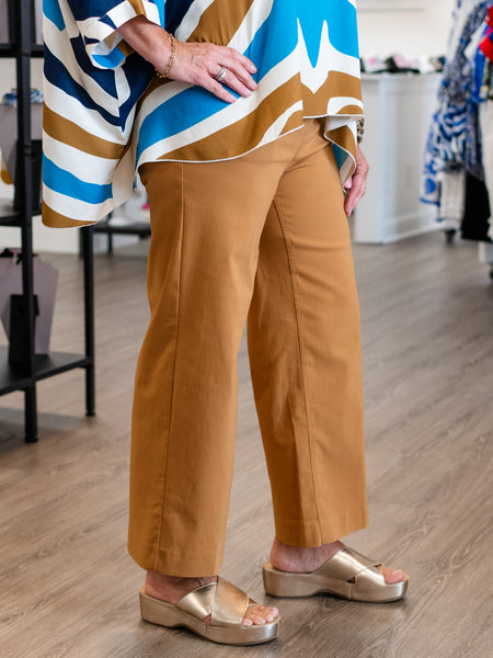 Wide Leg Cropped Trouser Caramel by A' La Carte