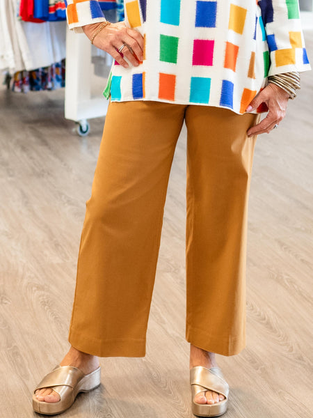 Wide Leg Cropped Trouser Caramel by A' La Carte