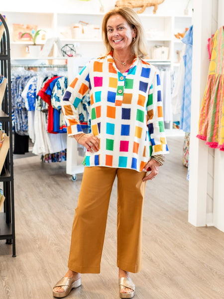 Wide Leg Cropped Trouser Caramel by A' La Carte