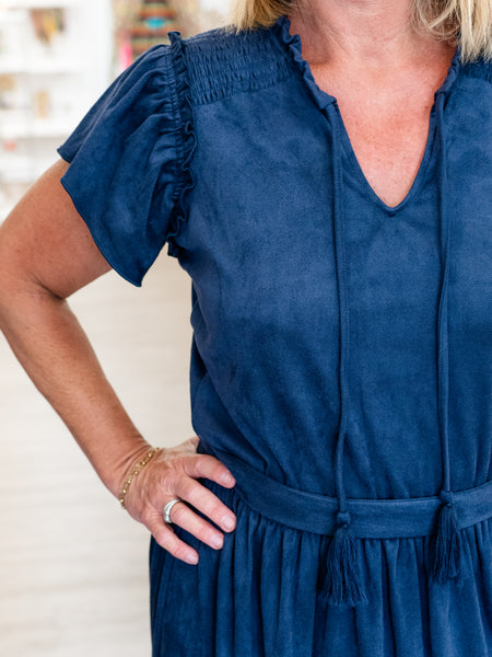 Tiered Midi Dress Navy by APNY