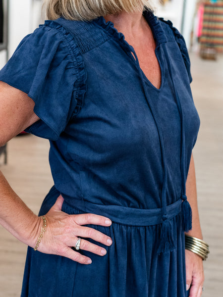 Tiered Midi Dress Navy by APNY