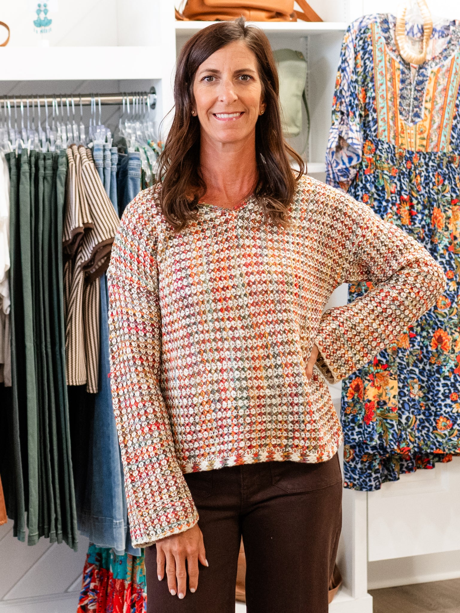 Novelty Yarn Sweater Multicolor by Charlie B
