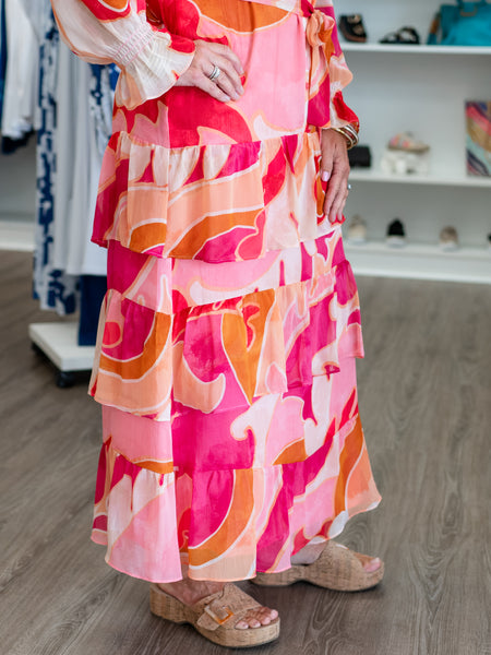 Letitia Dress Feather Paisley by Donna Morgan