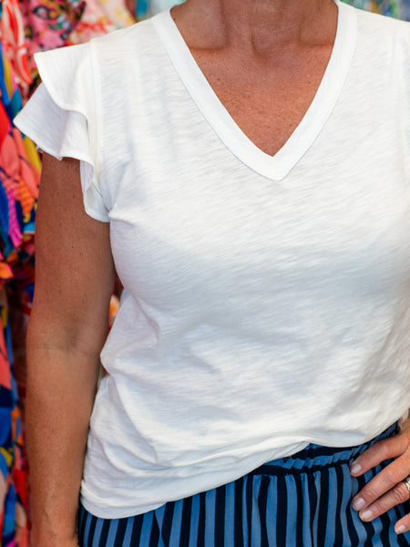 Frill Sleeve Top White by Necessitees