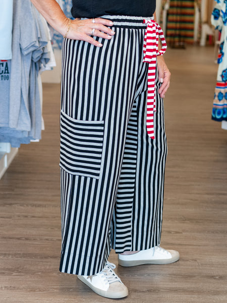 Striped Side Pocket Pant by Coastal Couture