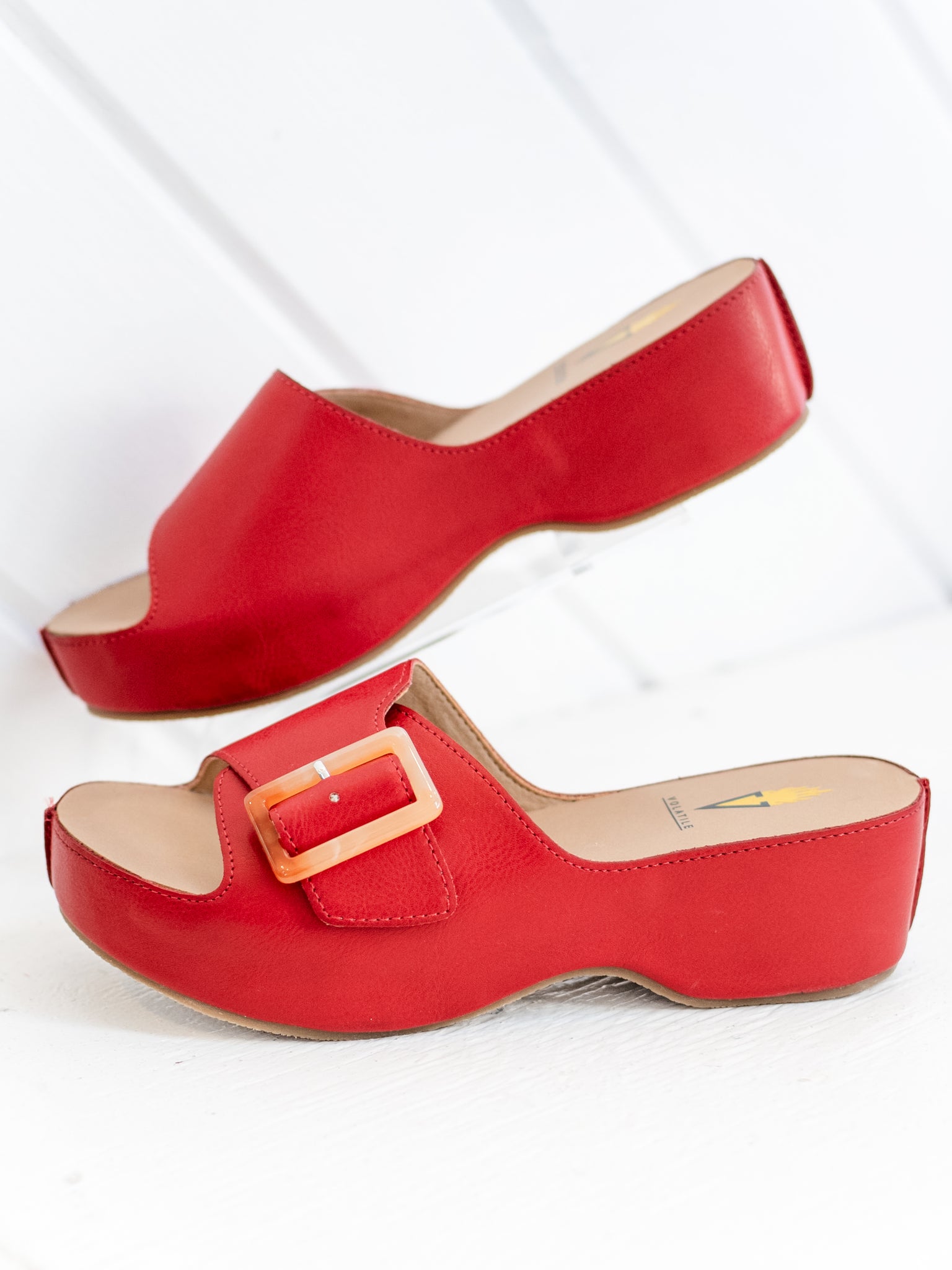 Bertha Slide Sandal Red by Volatile