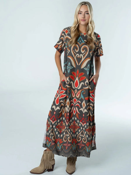 Diana Maxi Dress Spiced Ikat by Briton Court