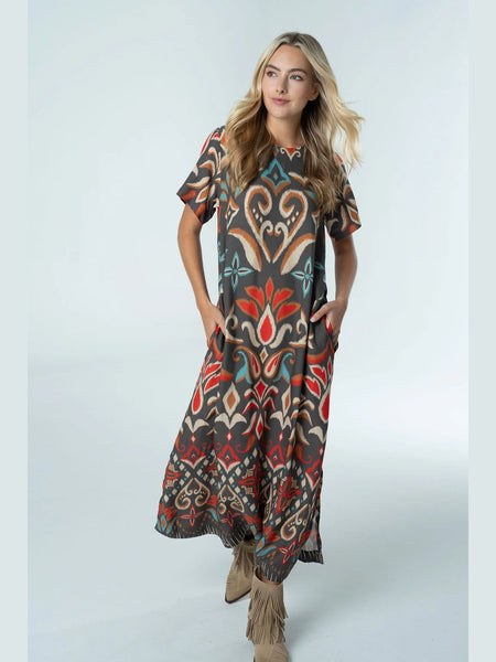 Diana Maxi Dress Spiced Ikat by Briton Court