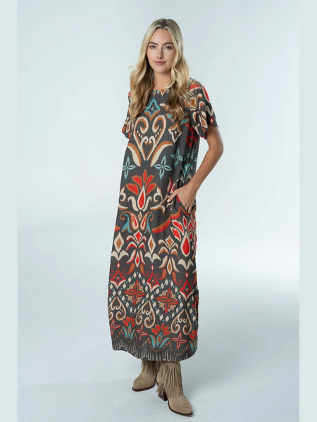 Diana Maxi Dress Spiced Ikat by Briton Court