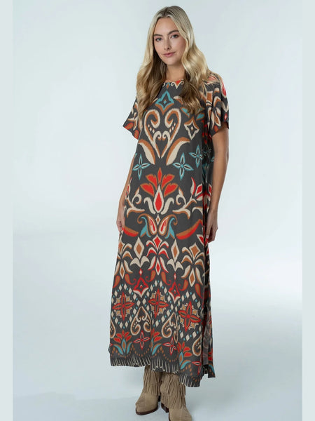 Diana Maxi Dress Spiced Ikat by Briton Court