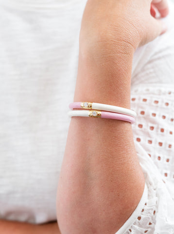 Yin & Yang All Weather Bangles Pink/Ivory by BuDhaGirl