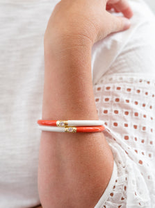 Yin & Yang All Weather Bangles Coral/Ivory by BuDhaGirl