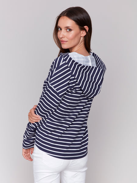 Striped French Terry Hoodie by Charlie B