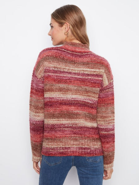L/S Drop Shoulder Mock Neck High-Low Sweater by Charlie B