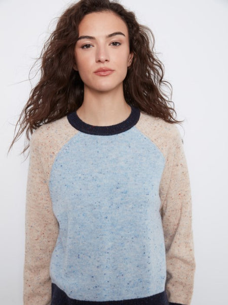 Raglan L/S Crew Neck Color Block Sweater by Charlie B