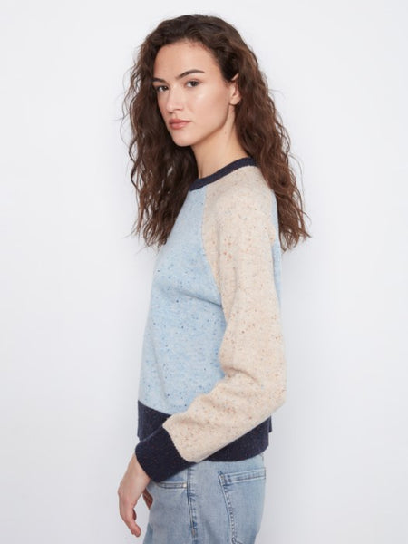 Raglan L/S Crew Neck Color Block Sweater by Charlie B