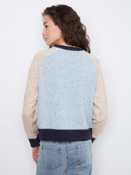 Raglan L/S Crew Neck Color Block Sweater by Charlie B