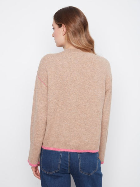 Wide L/S Drop Shoulder Crew Neck Sweater by Charlie B